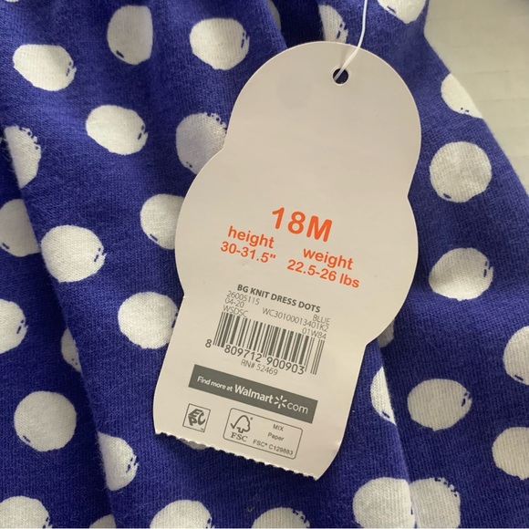 🍭3/$15 Wonder Nation Blue with White Polkadot Dress-18 months - Picture 8 of 14